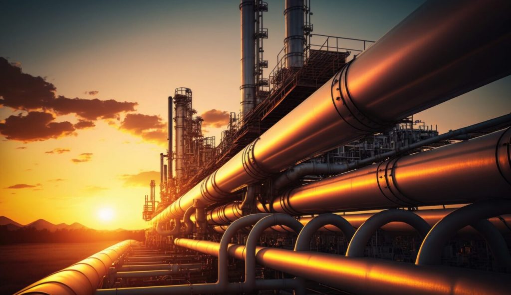Industriepipeline für den Transport von Öl und Gas als Teil kritischer Energieinfrastruktur